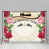 Lofaris Red Pink Rose Lady Hat Happy Kentucky Derby Backdrop